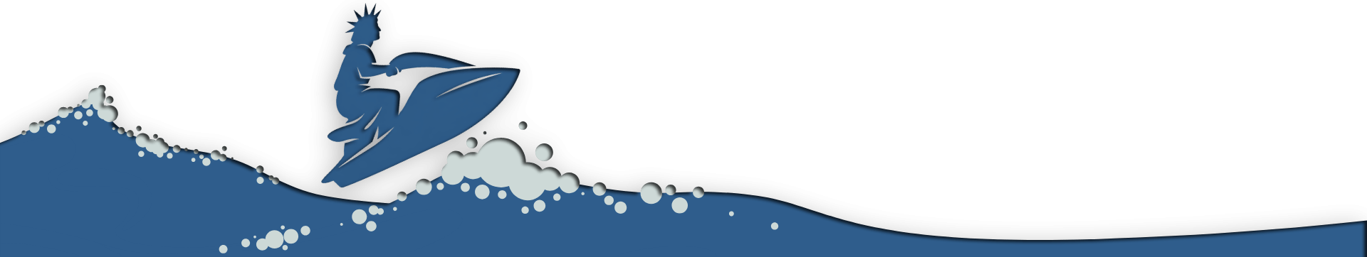 Silhouette of jet skier on wave against a white background.